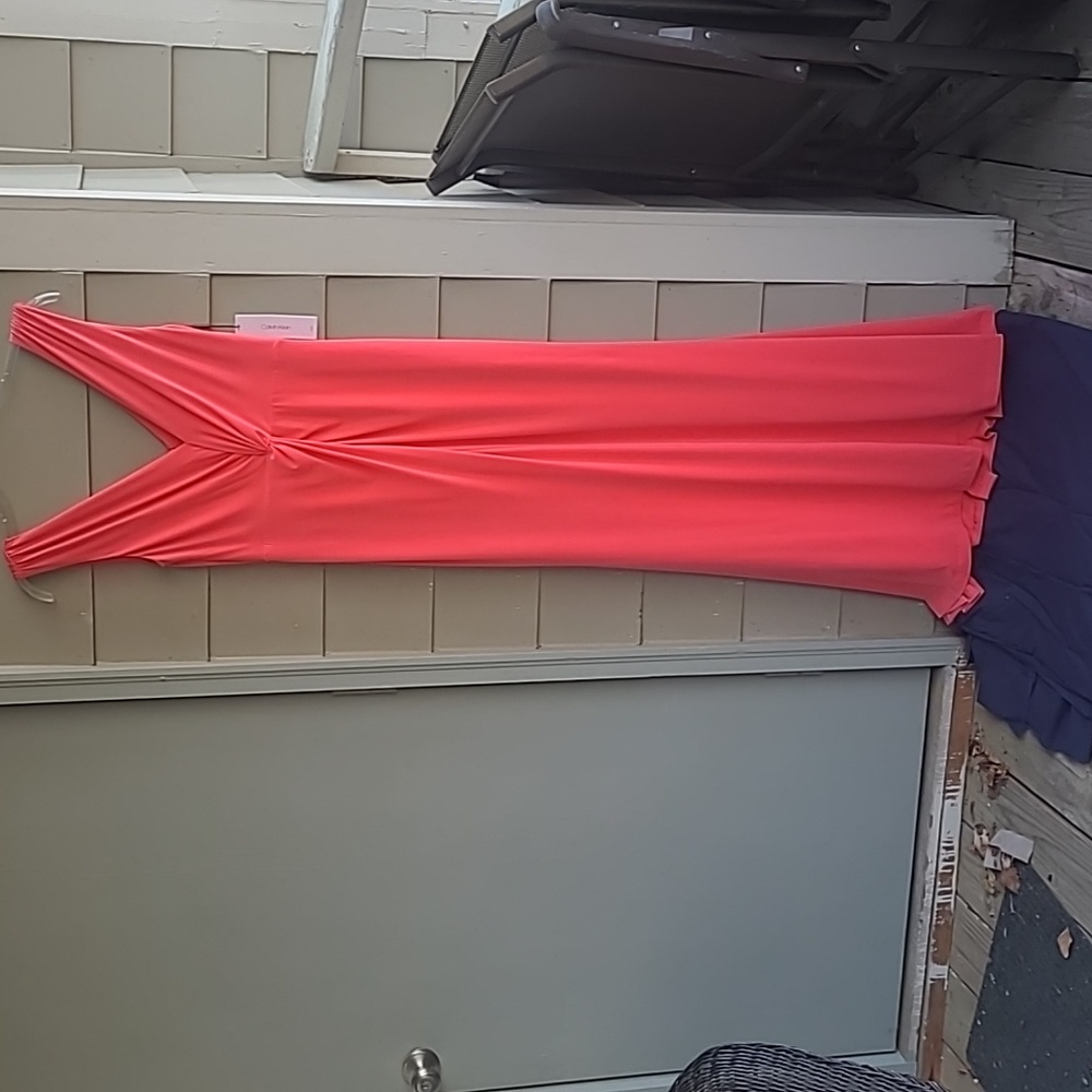 Coral Calvin Klein sleeveless dress